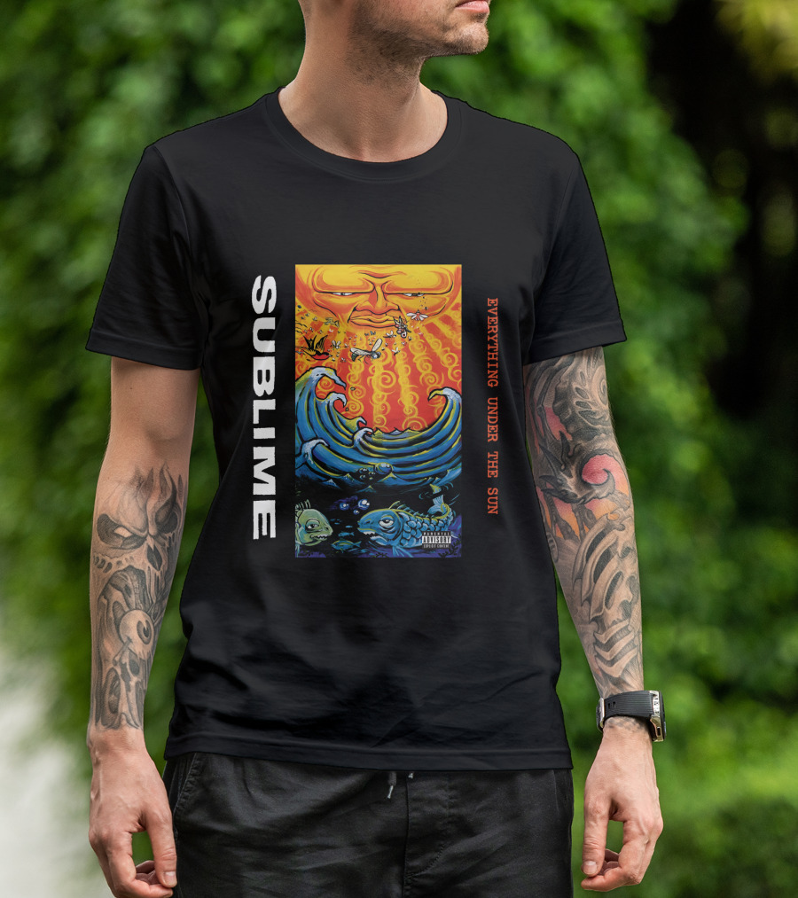 Sublime Everything Under The Sun Waves And Fish Artwork T-Shirt