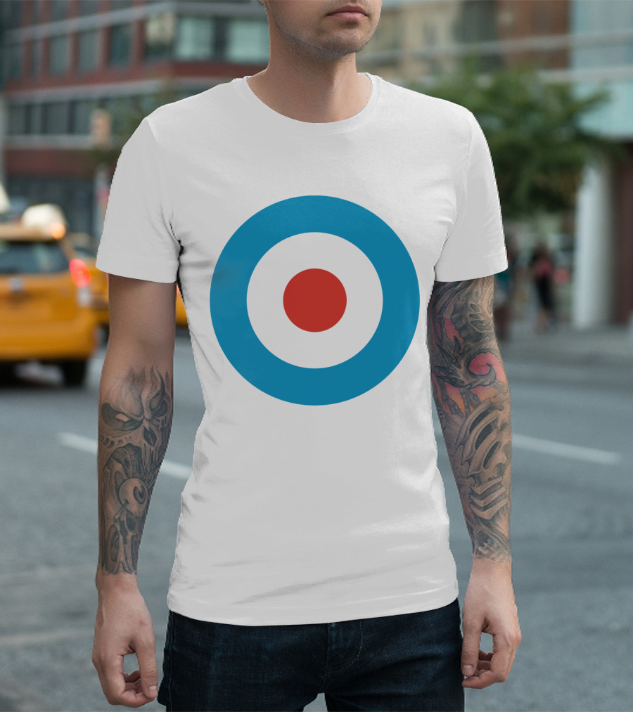 Mod Target Symbol Design With Red Circle Blue Outer Ring T-Shirt
