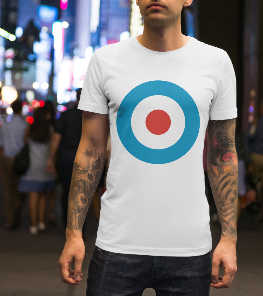 Mod Target Symbol Design With Red Circle Blue Outer Ring T-Shirt