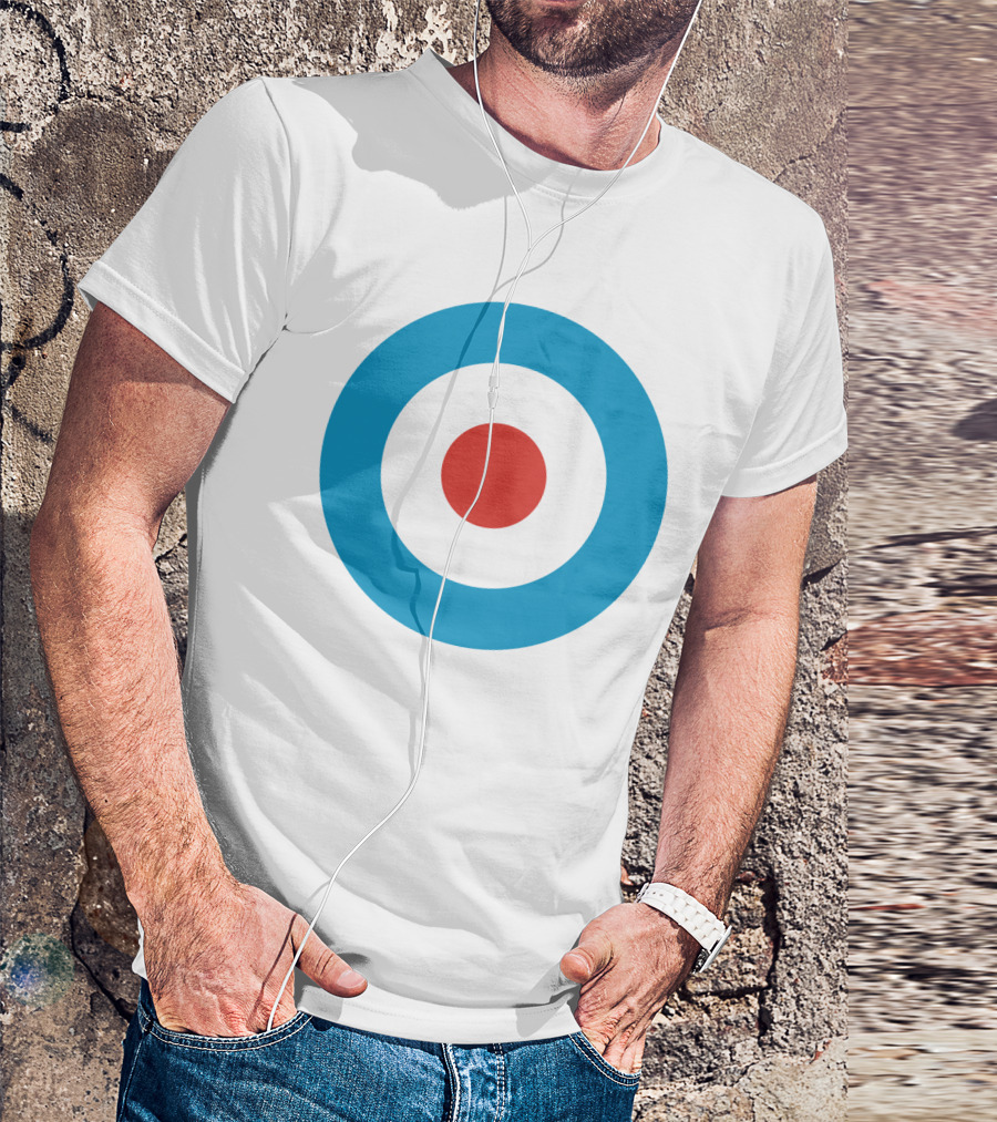 Mod Target Symbol Design With Red Circle Blue Outer Ring T-Shirt