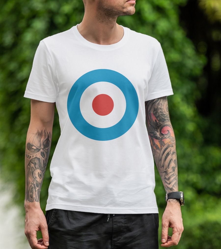 Mod Target Symbol Design With Red Circle Blue Outer Ring T-Shirt
