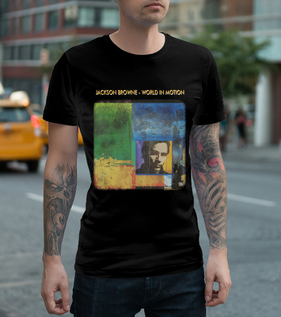 Jackson Browne World In Motion Album Cover Collage T-Shirt
