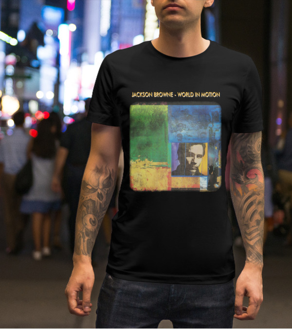 Jackson Browne World In Motion Album Cover Collage T-Shirt