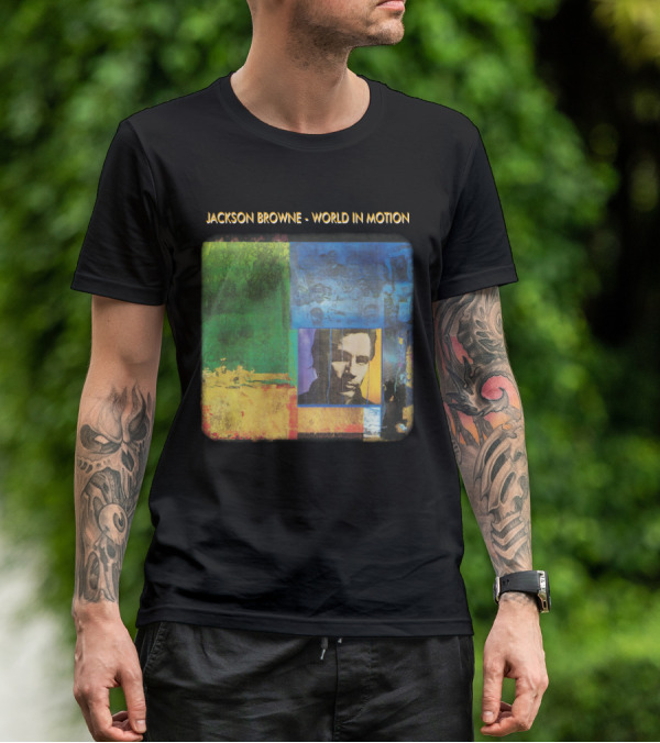 Jackson Browne World In Motion Album Cover Collage T-Shirt