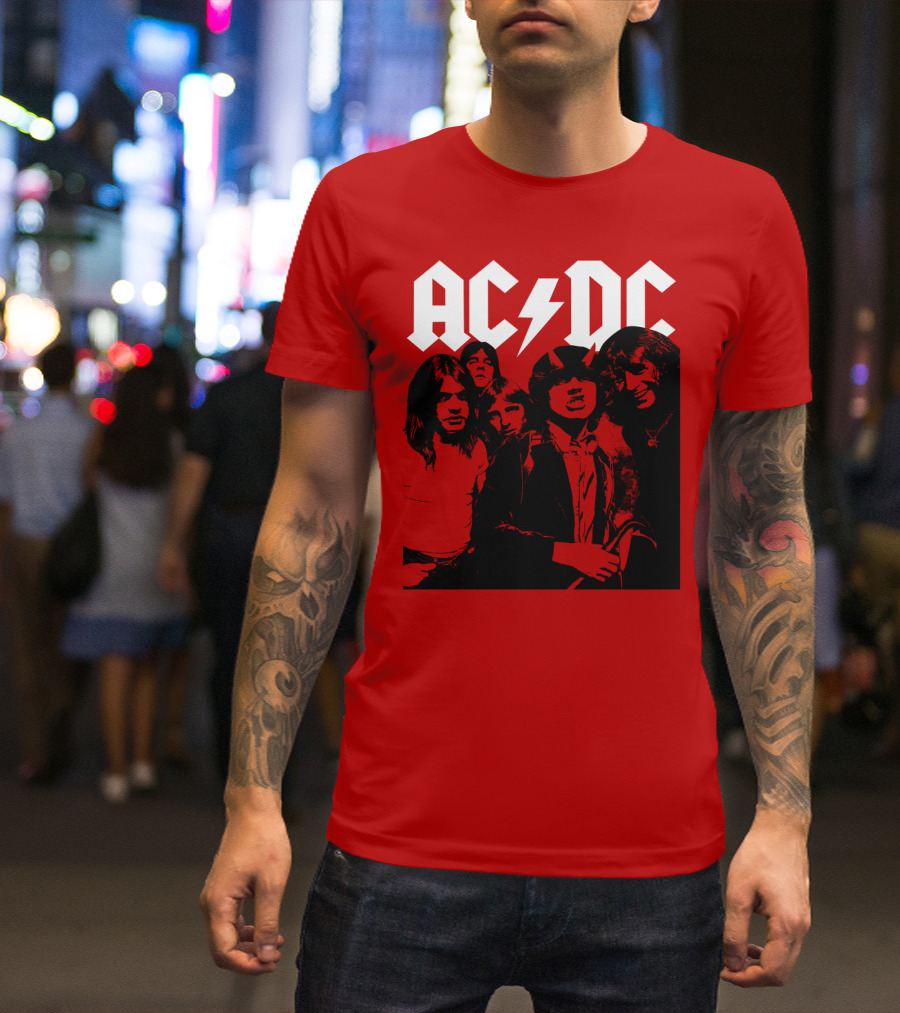 Acdc Band Classic Members Black And White Photo Vintage Style T-Shirt