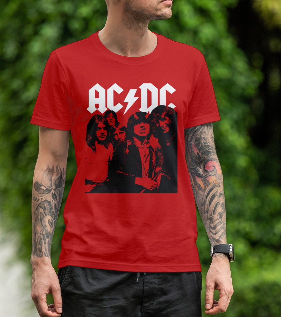 Acdc Band Classic Members Black And White Photo Vintage Style T-Shirt