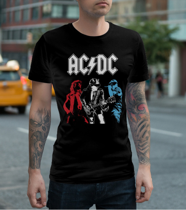 Acdc Angus Young Guitarist Silhouettes Rock Performance T-Shirt