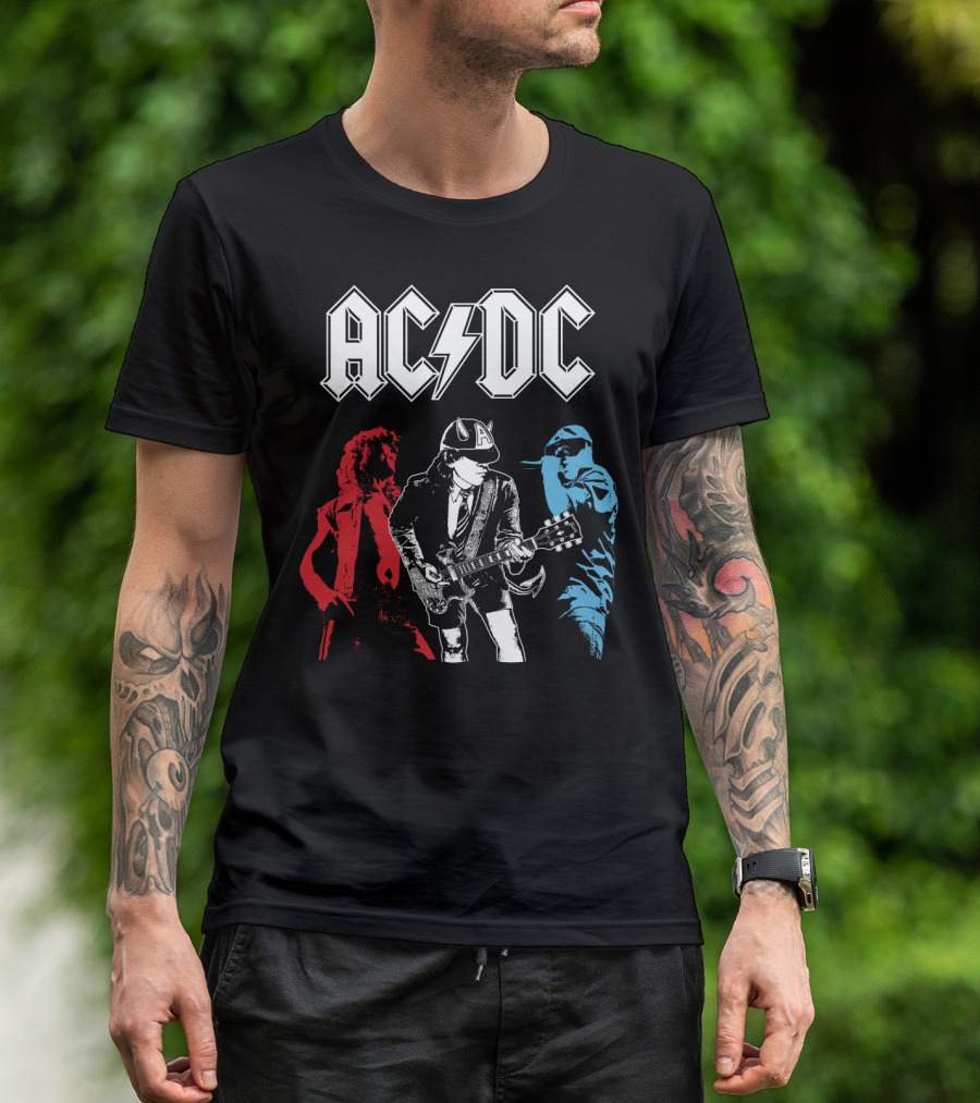Acdc Angus Young Guitarist Silhouettes Rock Performance T-Shirt