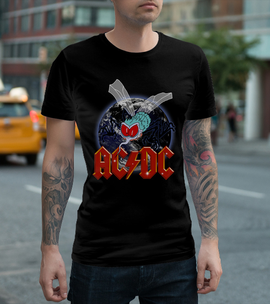 Acdc Space Fly Earth Lightning Bolt T-Shirt