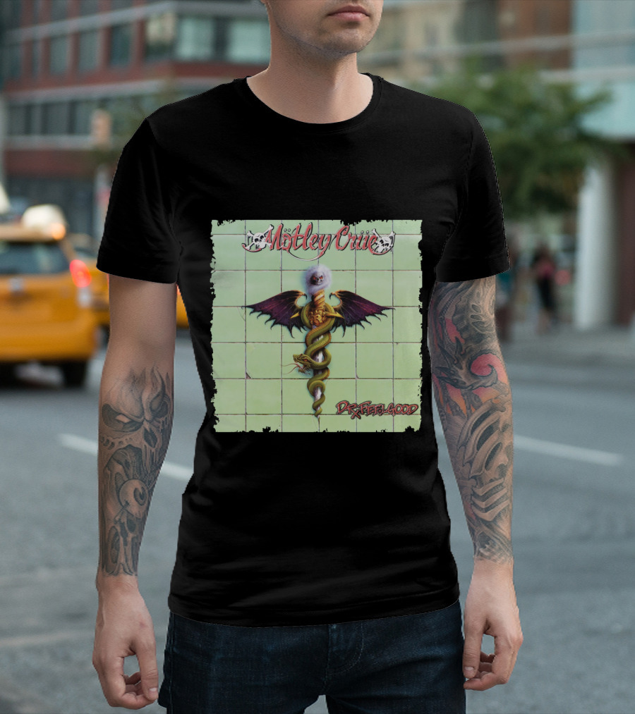 Mötley Crüe Dr. Feelgood Winged Caduceus Snake T-Shirt