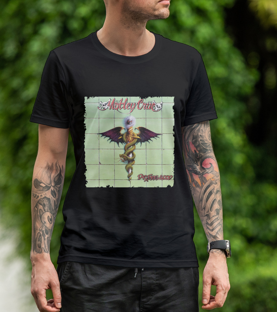 Mötley Crüe Dr. Feelgood Winged Caduceus Snake T-Shirt