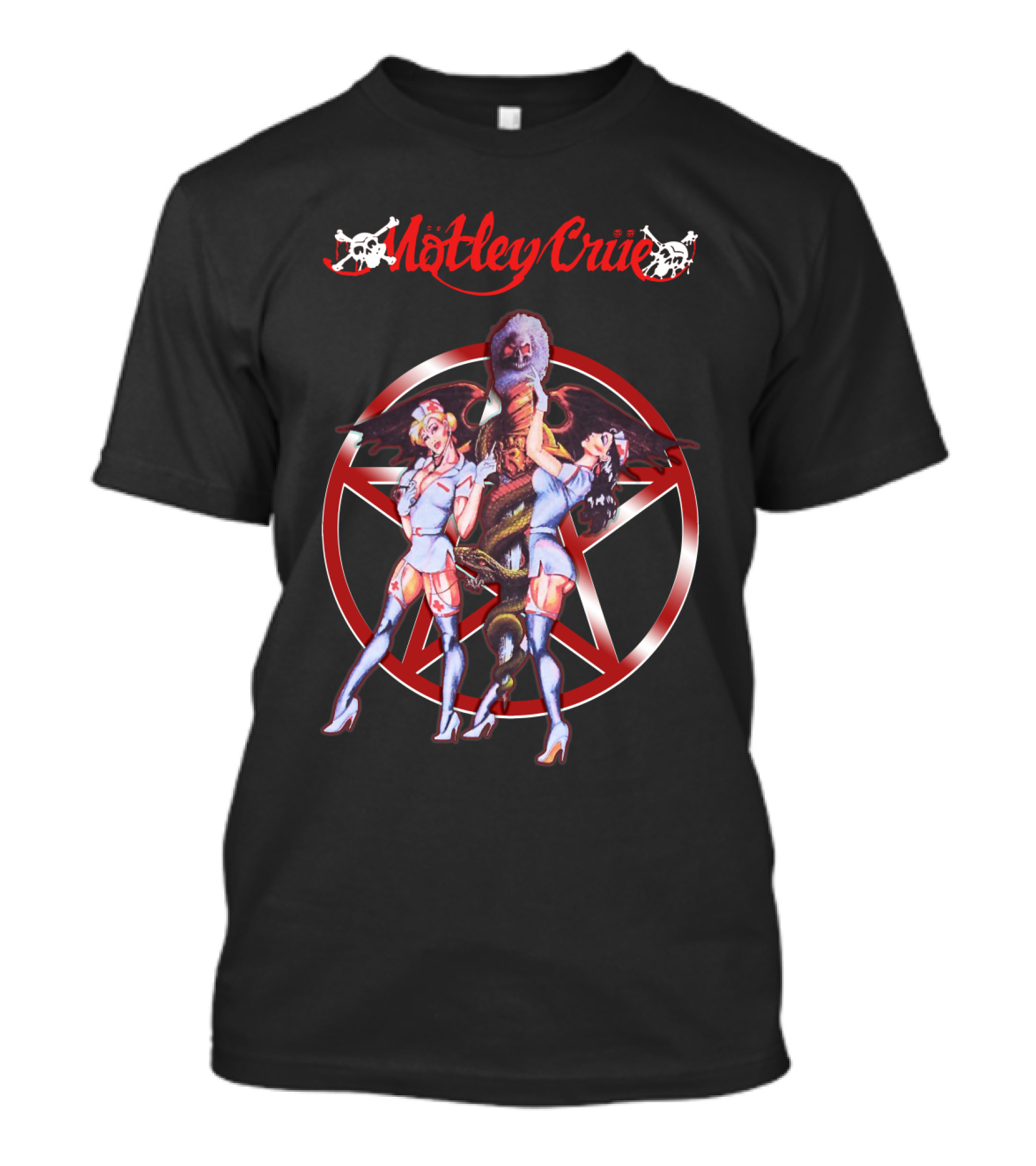 Mötley Crüe Pentagram Nurses Fantasy Art T-Shirt