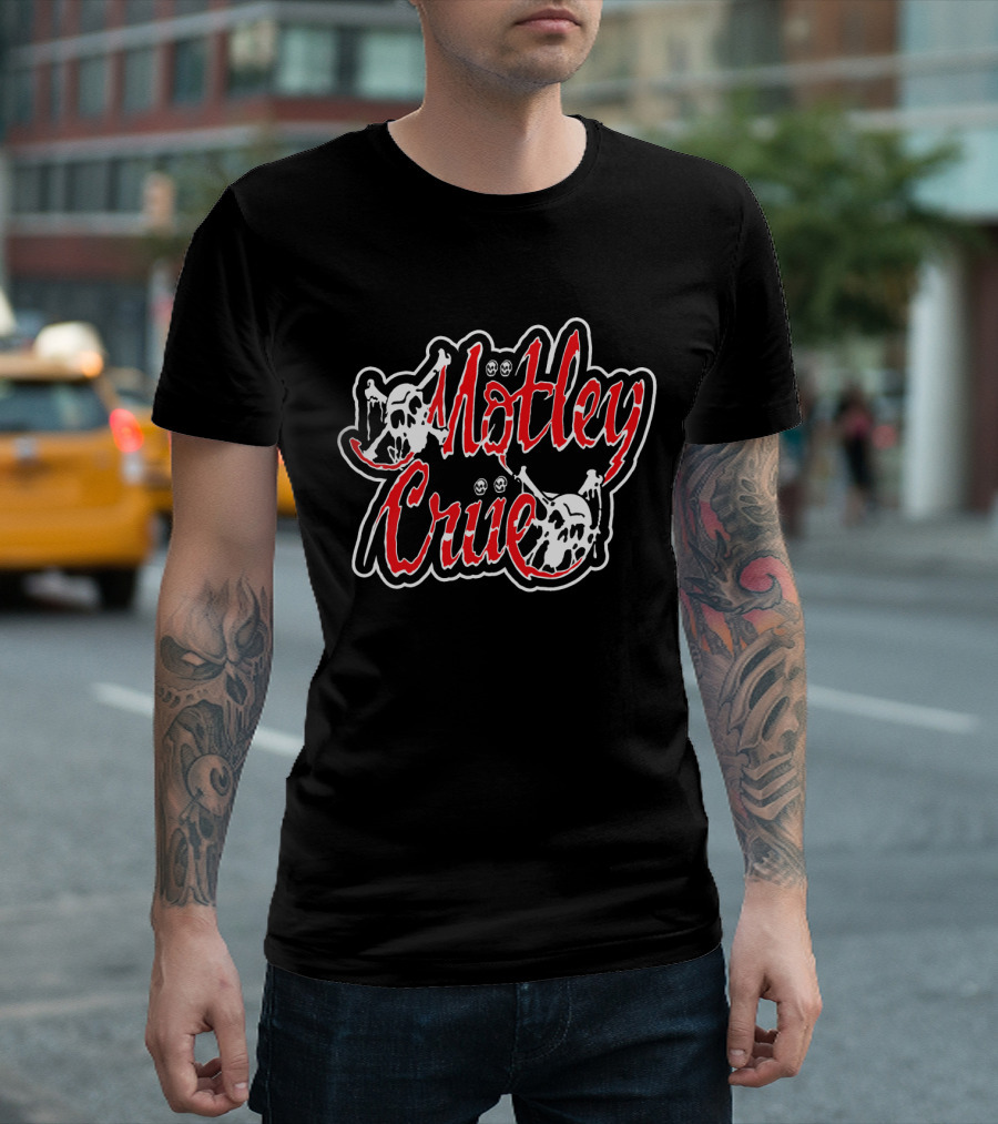 Mötley Crüe Skull Logo With Red And Black T-Shirt