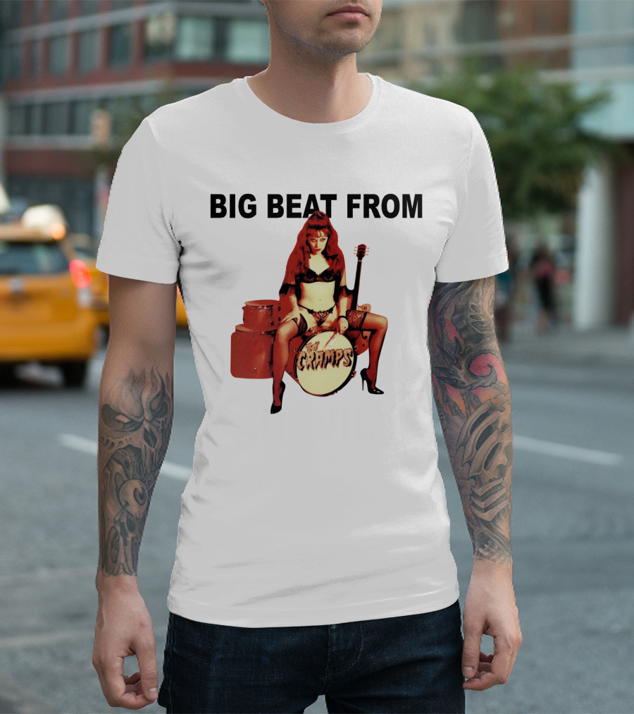 Big Beat From Badsville Cramps Tcr 18 Drummer Pinup T-Shirt