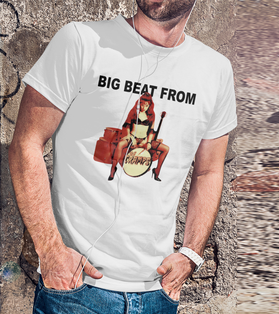 Big Beat From Badsville Cramps Tcr 18 Drummer Pinup T-Shirt