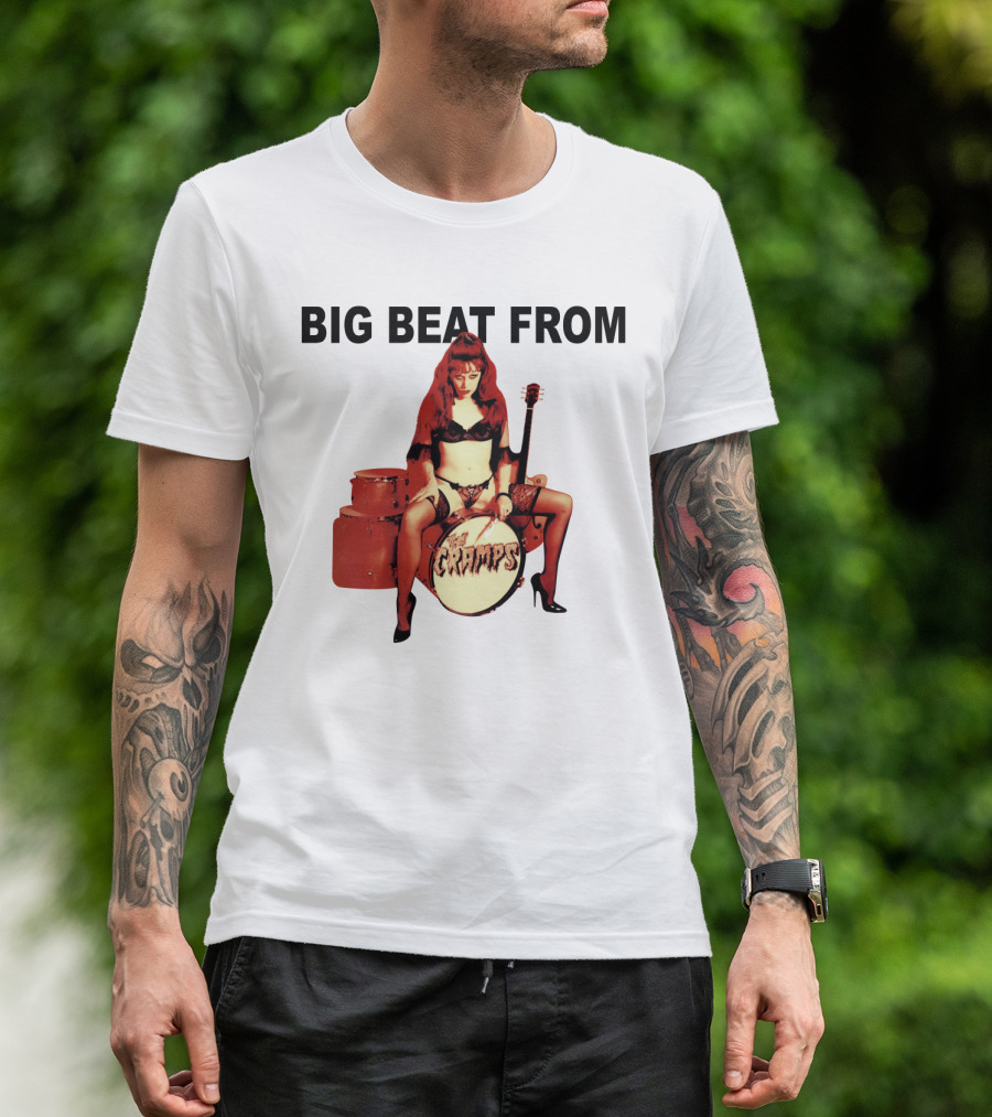 Big Beat From Badsville Cramps Tcr 18 Drummer Pinup T-Shirt