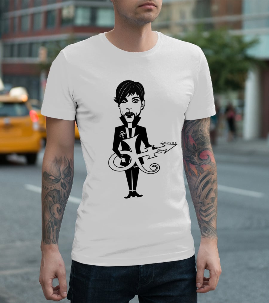 Pr 17 Prince Symbol With Guitar Caricature T-Shirt
