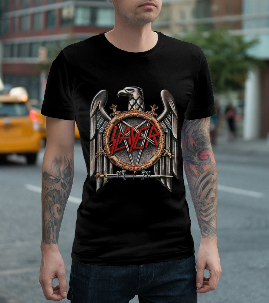 Slayer Eagle Crest With Swords And Pentagram T-Shirt