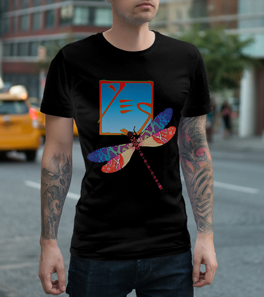 Yes Logo With Colorful Dragonfly Artwork T-Shirt