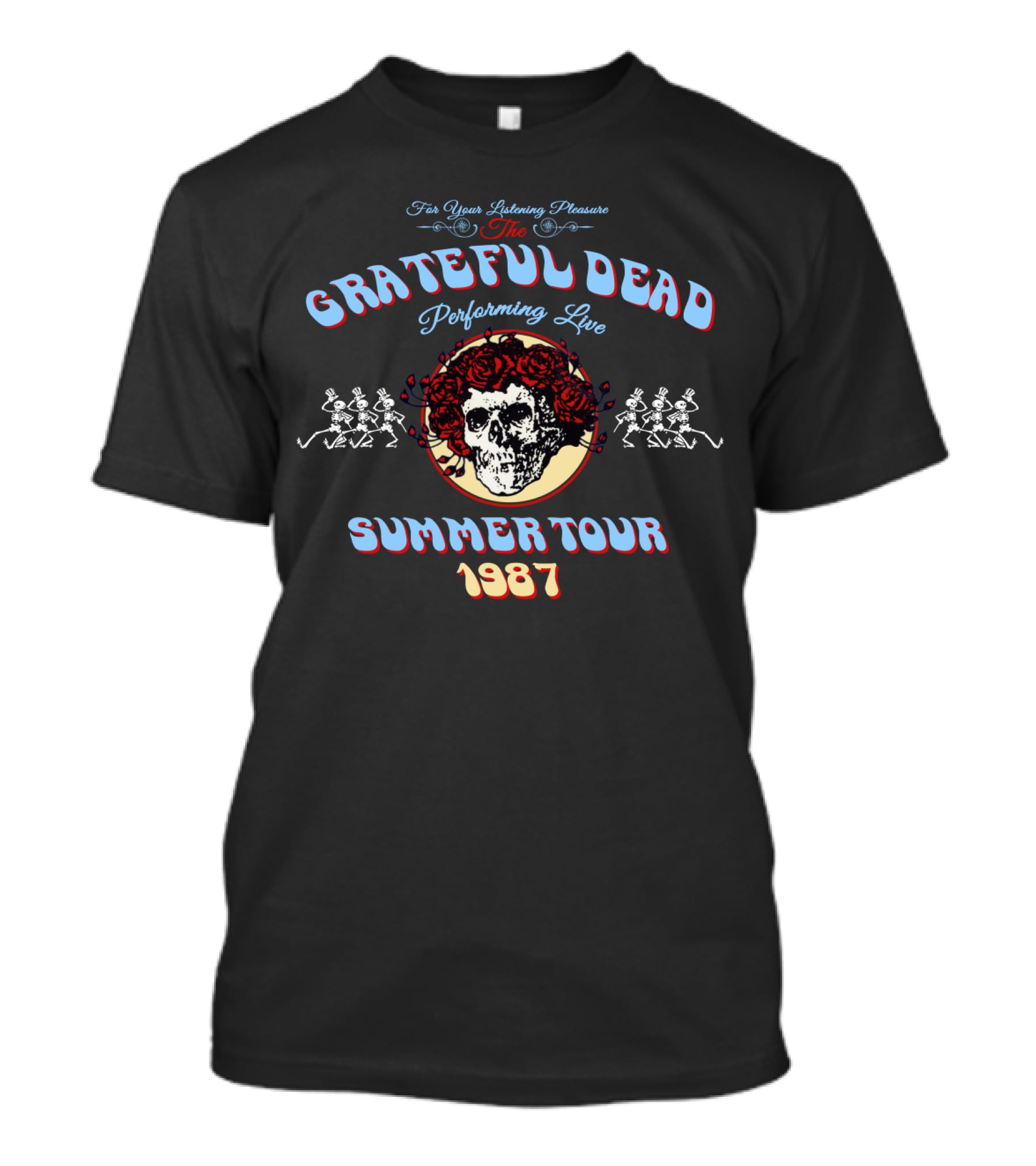 Grateful Dead Performing Live Summer Tour 1987 Skull Roses T-Shirt