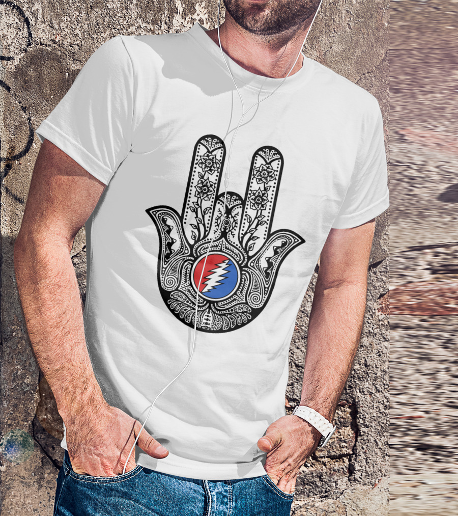 Grateful Dead Steal Your Face Hamsa Hand Art T-Shirt