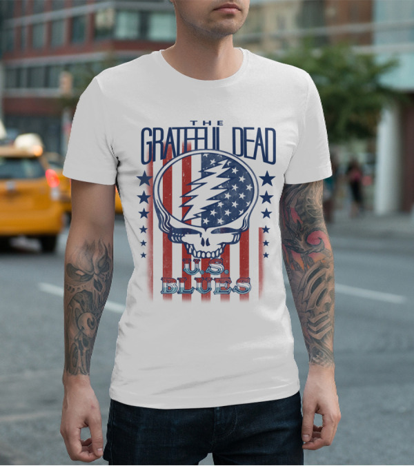 The Grateful Dead U.s. Blues Skull Lightning Bolt Stars And Stripes T-Shirt