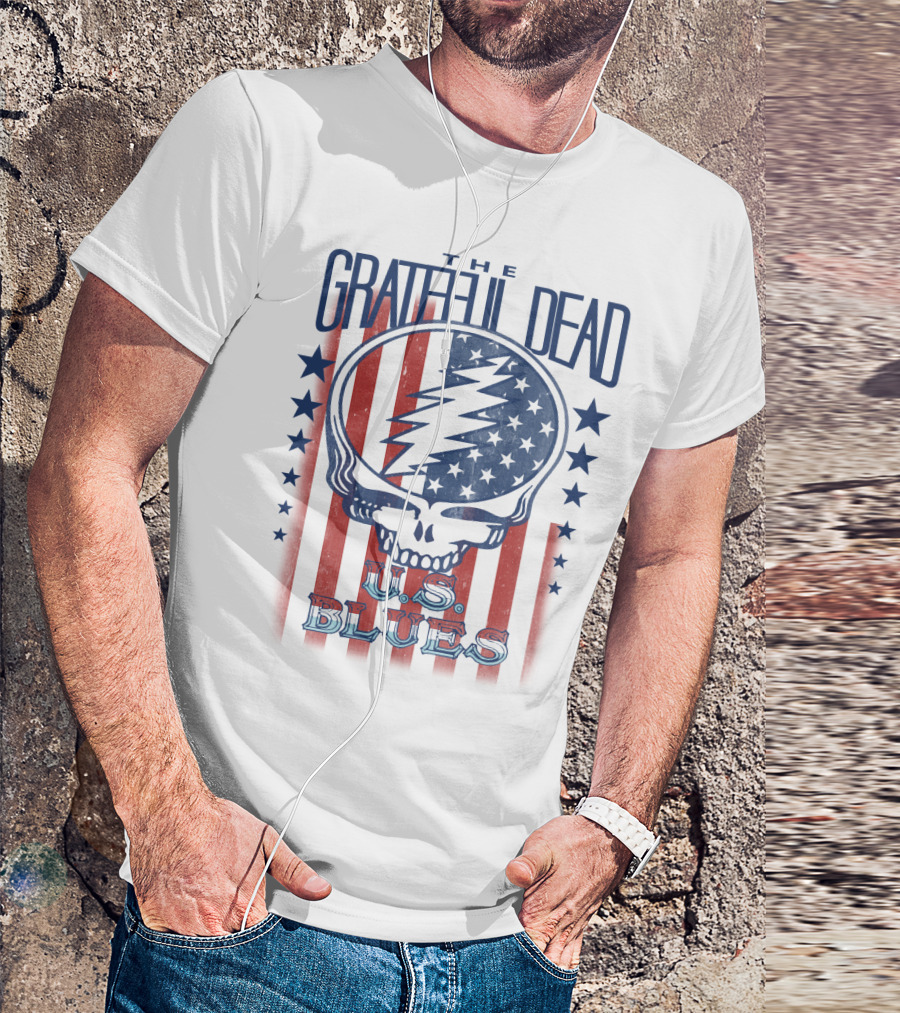 The Grateful Dead U.s. Blues Skull Lightning Bolt Stars And Stripes T-Shirt