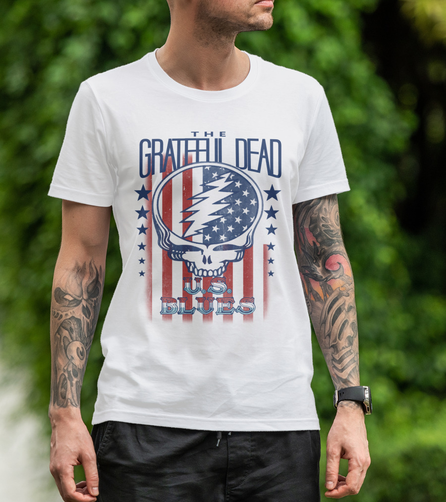 The Grateful Dead U.s. Blues Skull Lightning Bolt Stars And Stripes T-Shirt