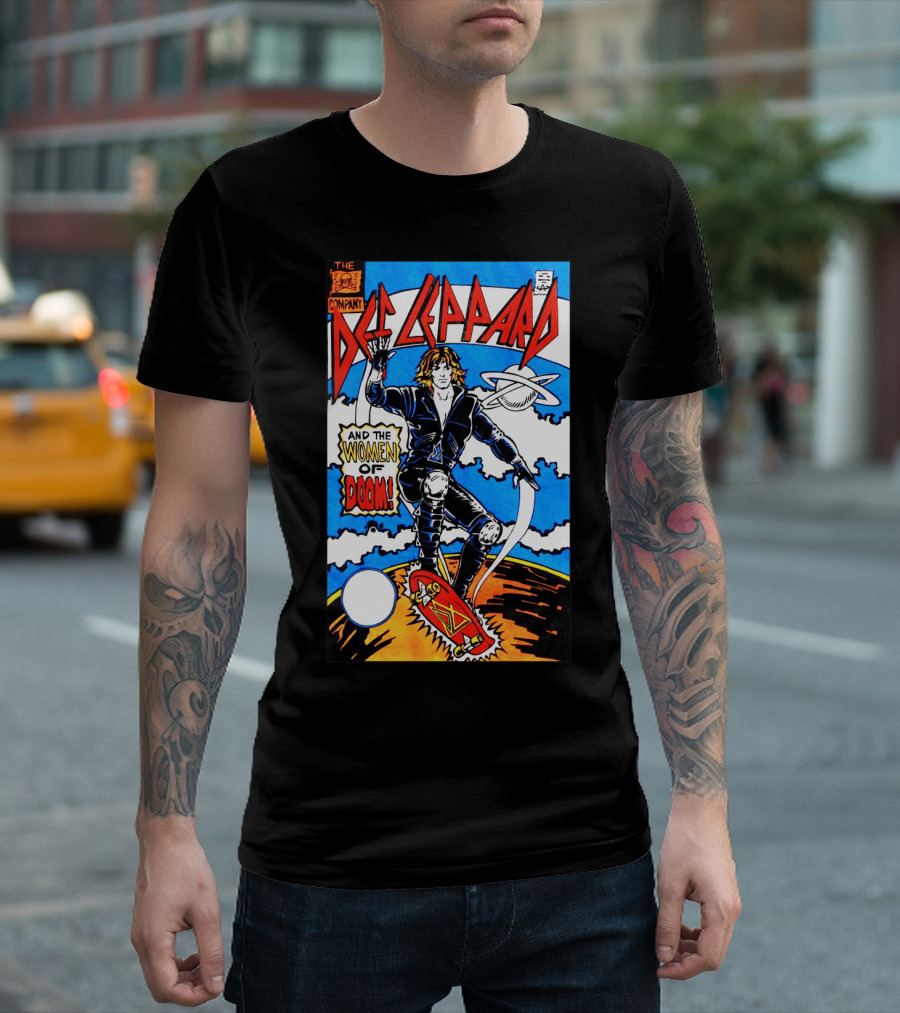 Def Leppard And The Women Of Doom Comic Style Artwork T-Shirt