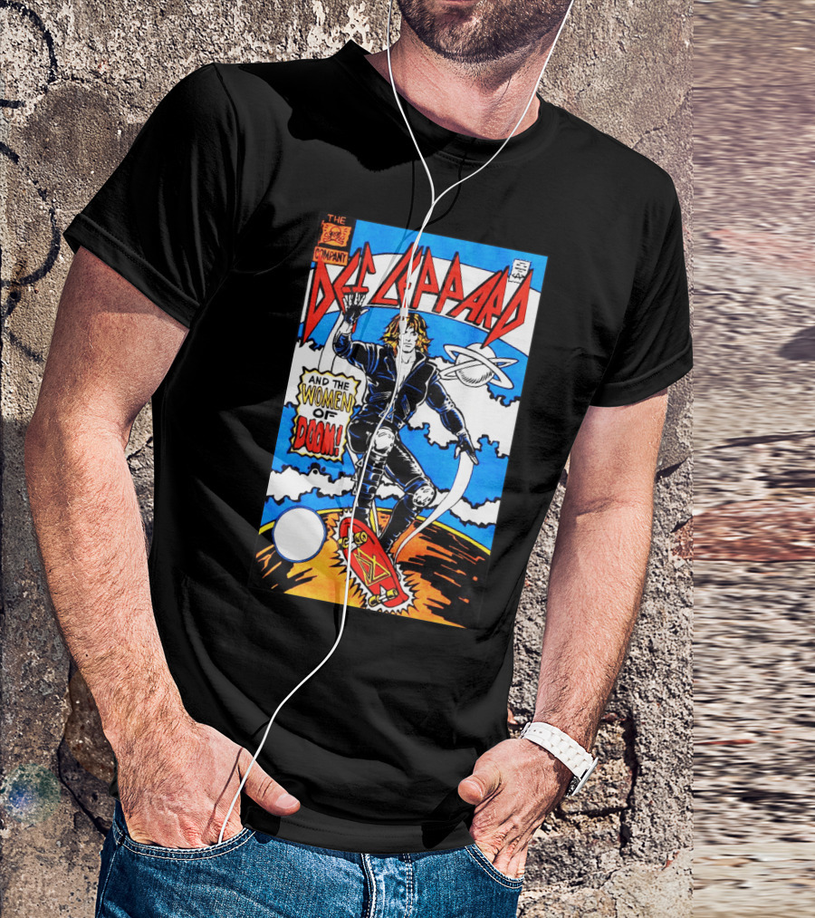 Def Leppard And The Women Of Doom Comic Style Artwork T-Shirt