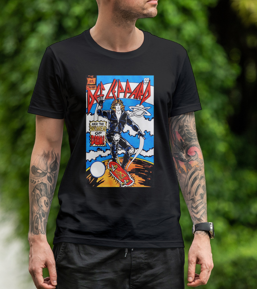 Def Leppard And The Women Of Doom Comic Style Artwork T-Shirt