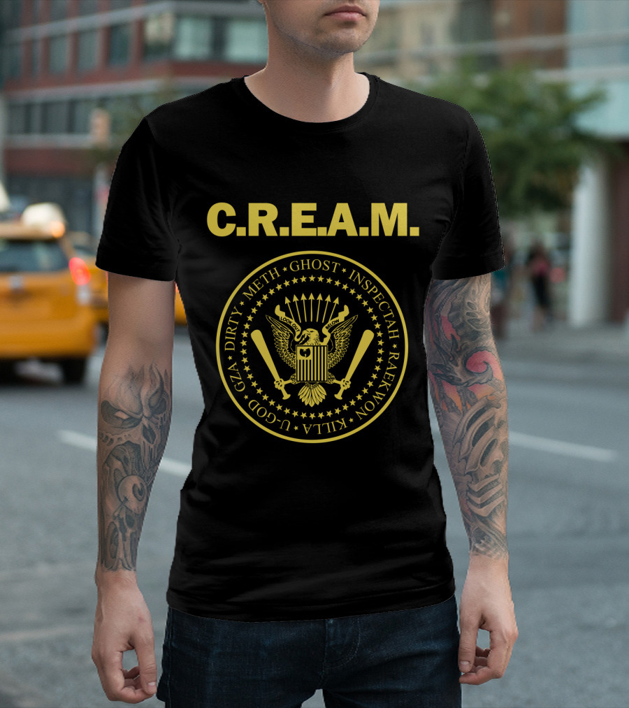 C.r.e.a.m. Wu-Tang Clan Emblem Featuring Ghost Inspectah Raekwon Killa U-God Gza Dirty Meth T-Shirt