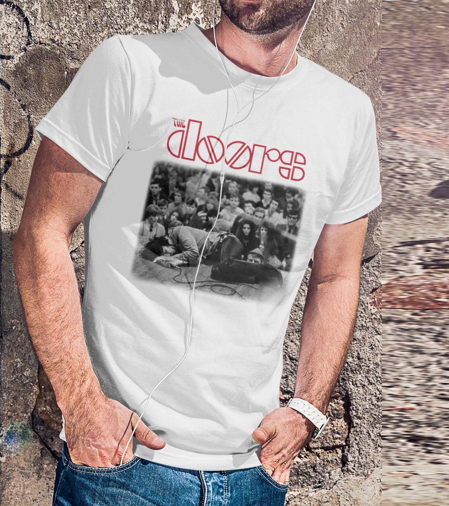 The Doors Vintage Concert Photography Black And White Crowd Scene T-Shirt