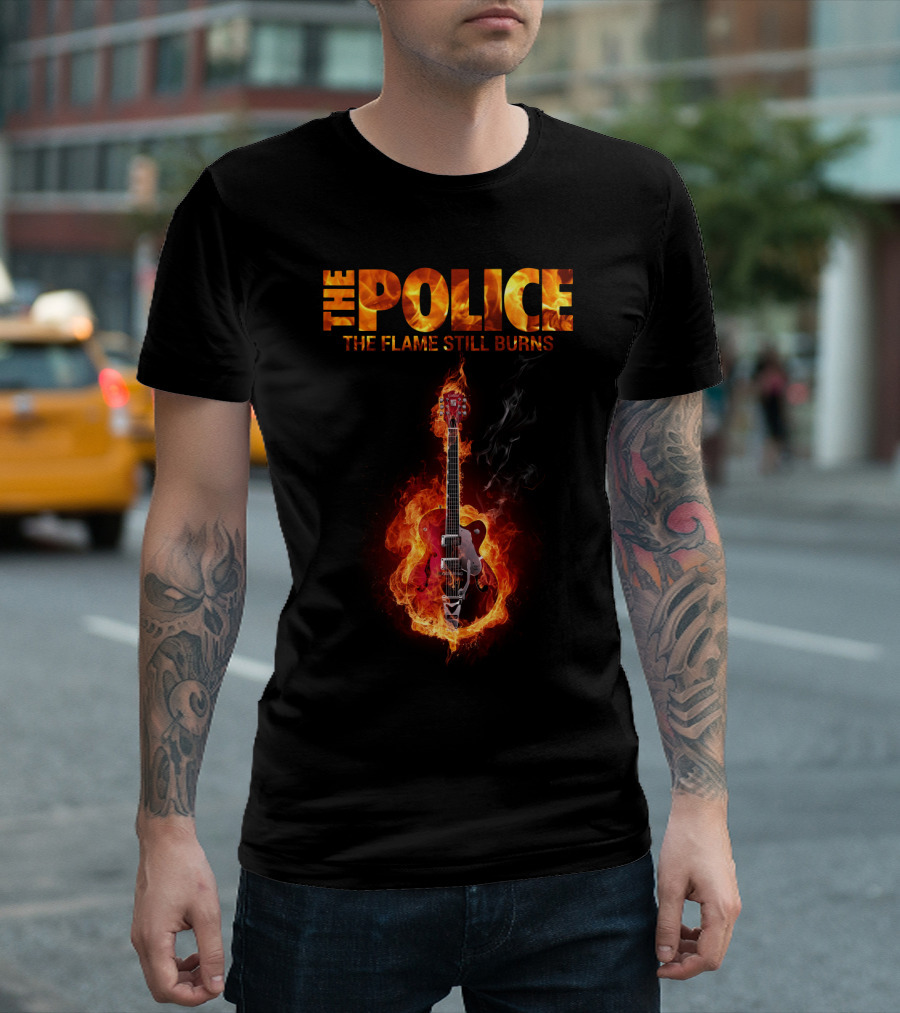 The Police The Flame Still Burns Guitar Fire T-Shirt