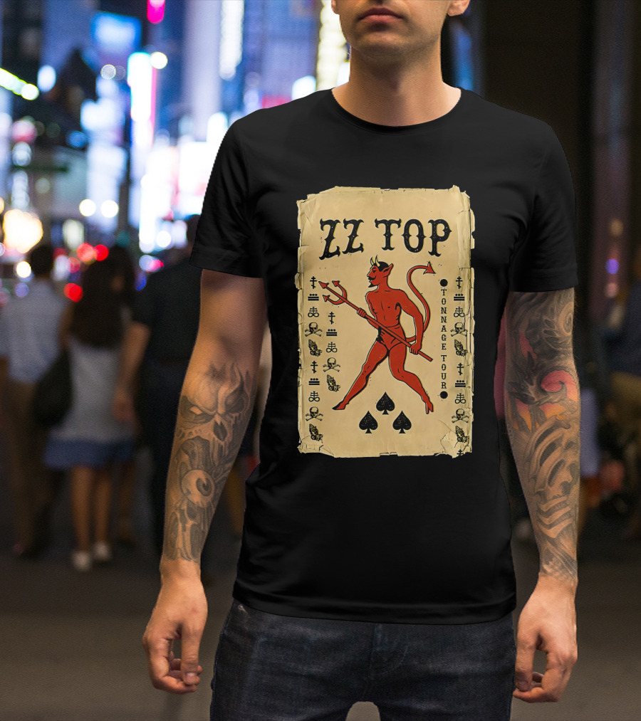 Zz Top Tonnage Tour Devil Playing Cards T-Shirt