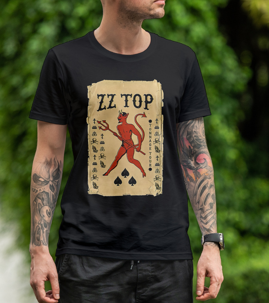 Zz Top Tonnage Tour Devil Playing Cards T-Shirt