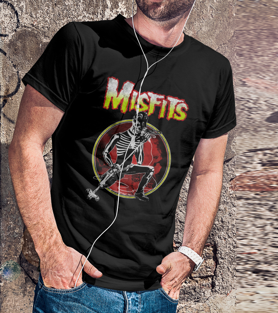 Misfits Skeleton Mic Rock Artwork T-Shirt
