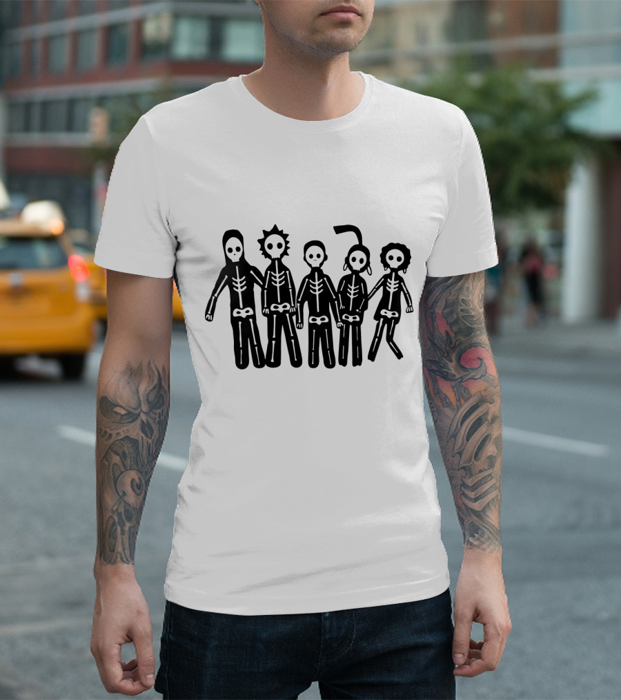 Mf 26 Skeleton Band Stick Figure Art T-Shirt