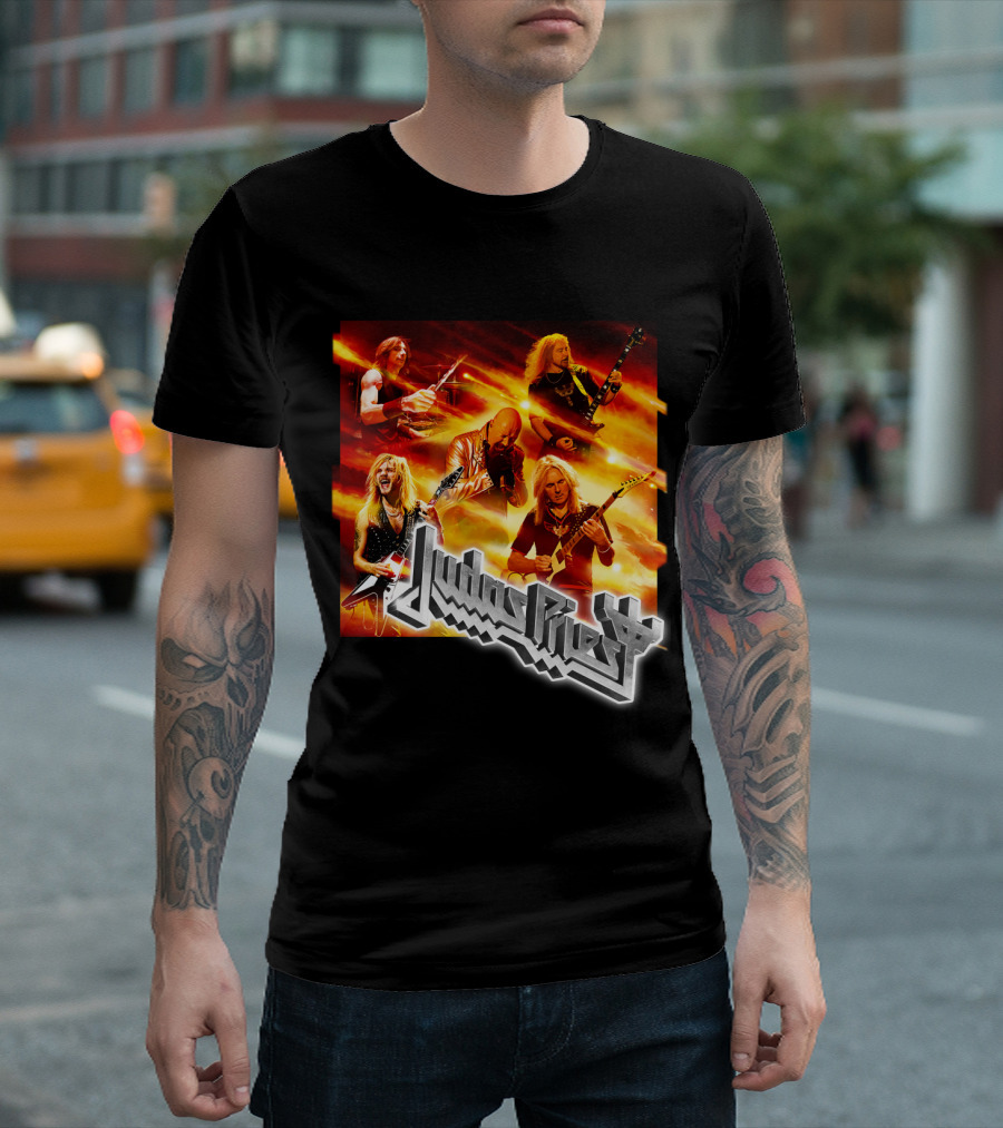 Judas Priest Firepower Tour Band Members Collage T-Shirt