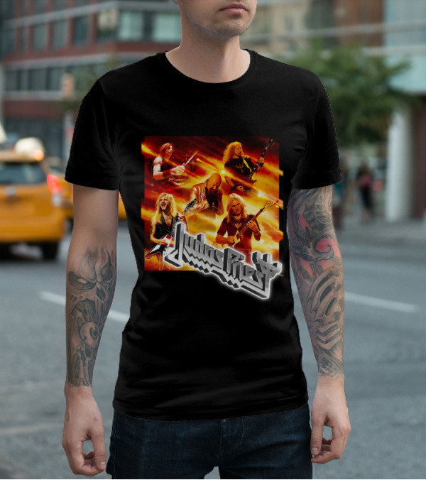 Judas Priest Firepower Tour Band Members Collage T-Shirt