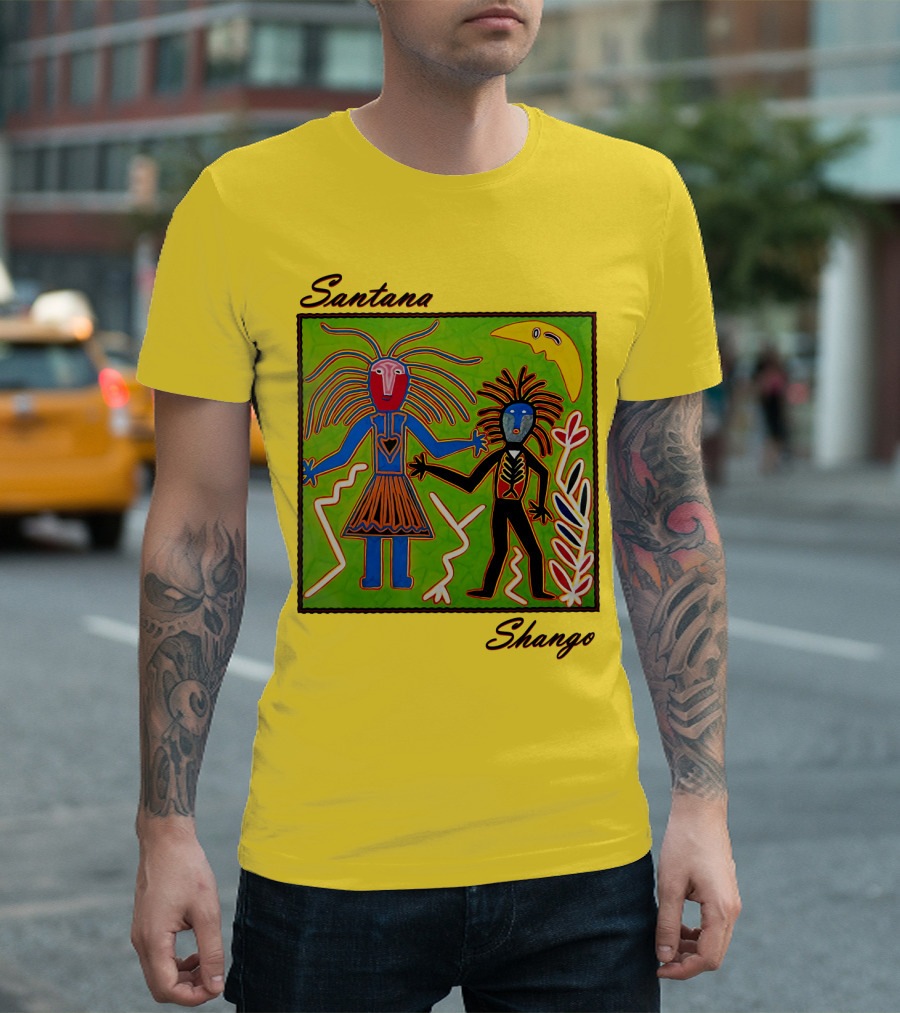 Santana Shango Colorful Tribal Art With Moon And Figures T-Shirt