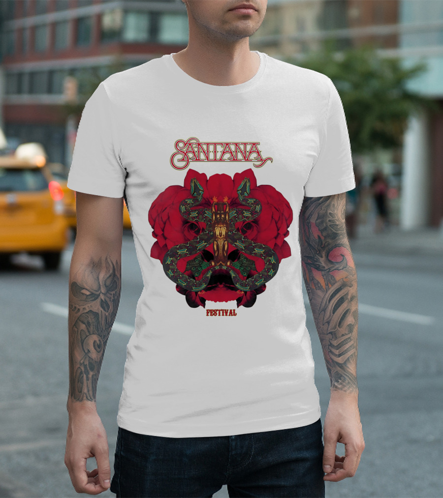 Santana Festival Snake And Rose T-Shirt