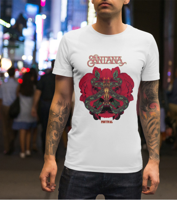 Santana Festival Snake And Rose T-Shirt