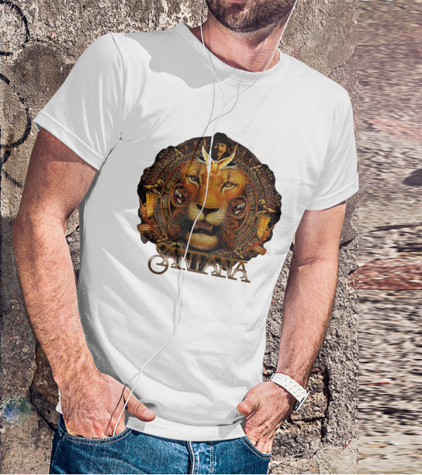 Santana Lion Artwork With Intricate Circular Motif T-Shirt