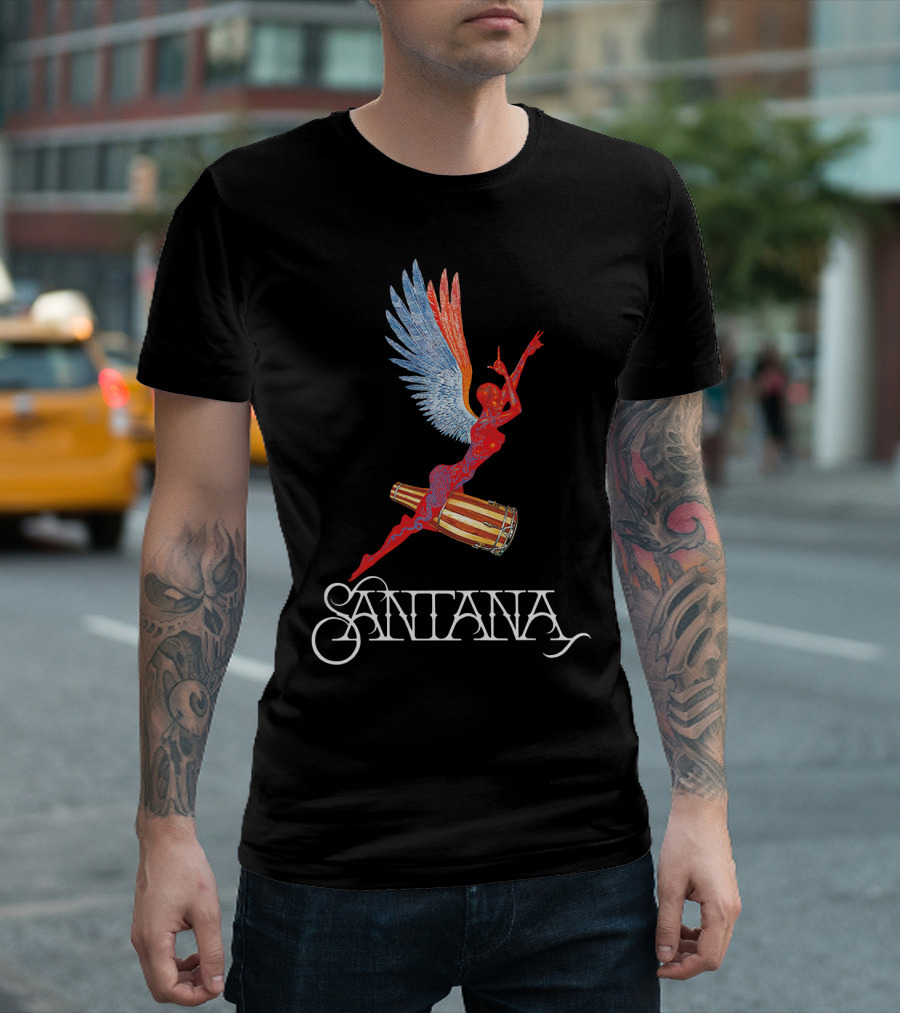 Santana Angel With Winged Figure On Drum T-Shirt