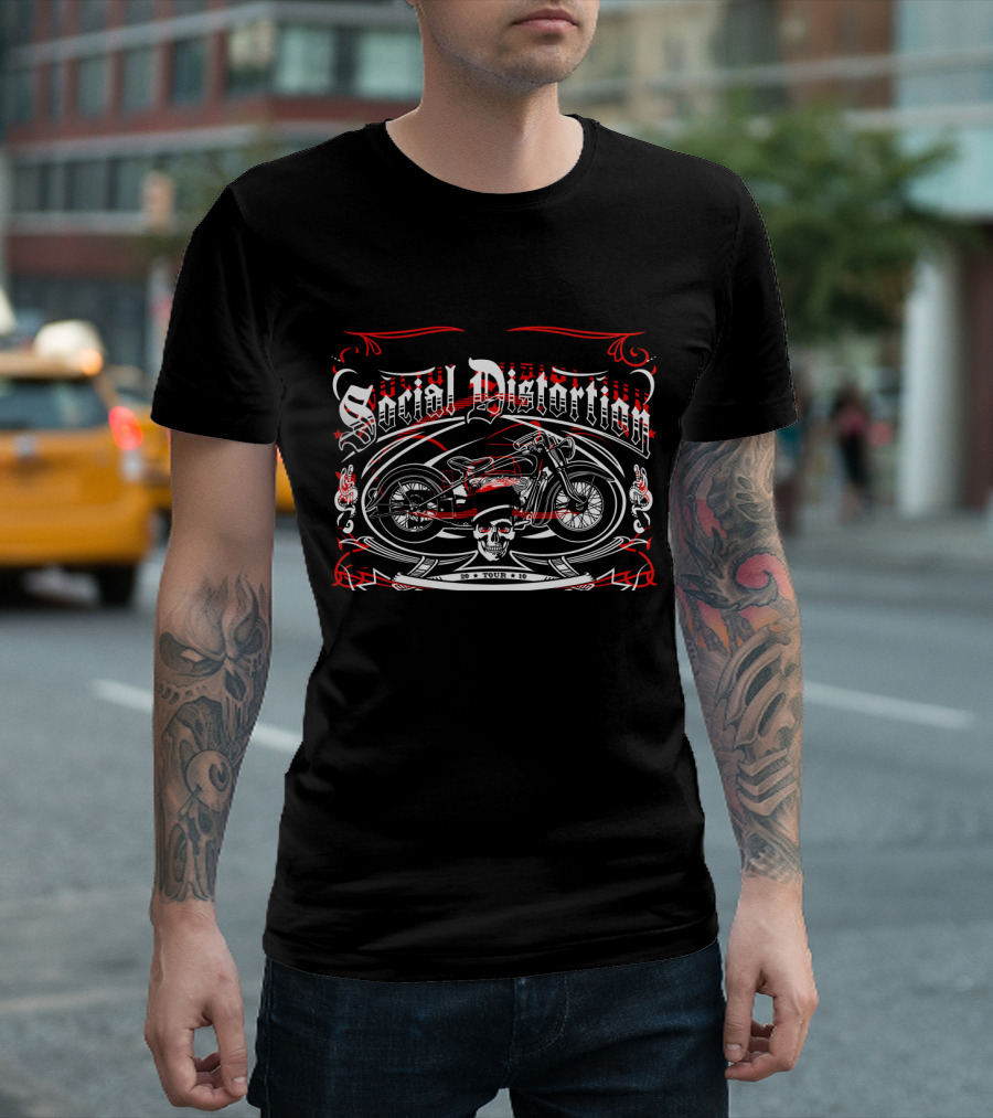 Social Distortion 2010 Tour Motorcycle Skull T-Shirt