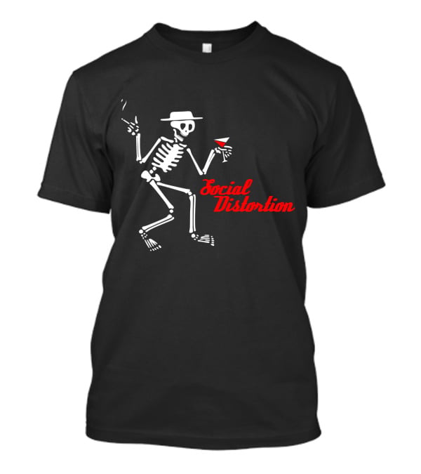 Social Distortion Skeleton With Hat And Drink T-Shirt