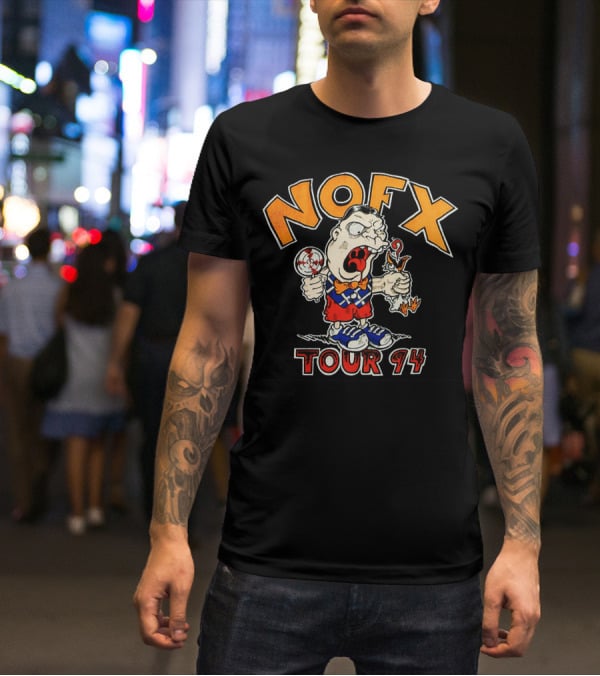 Nofx Tour 94 Cartoon Character With Slingshot And Roast Chicken T-Shirt