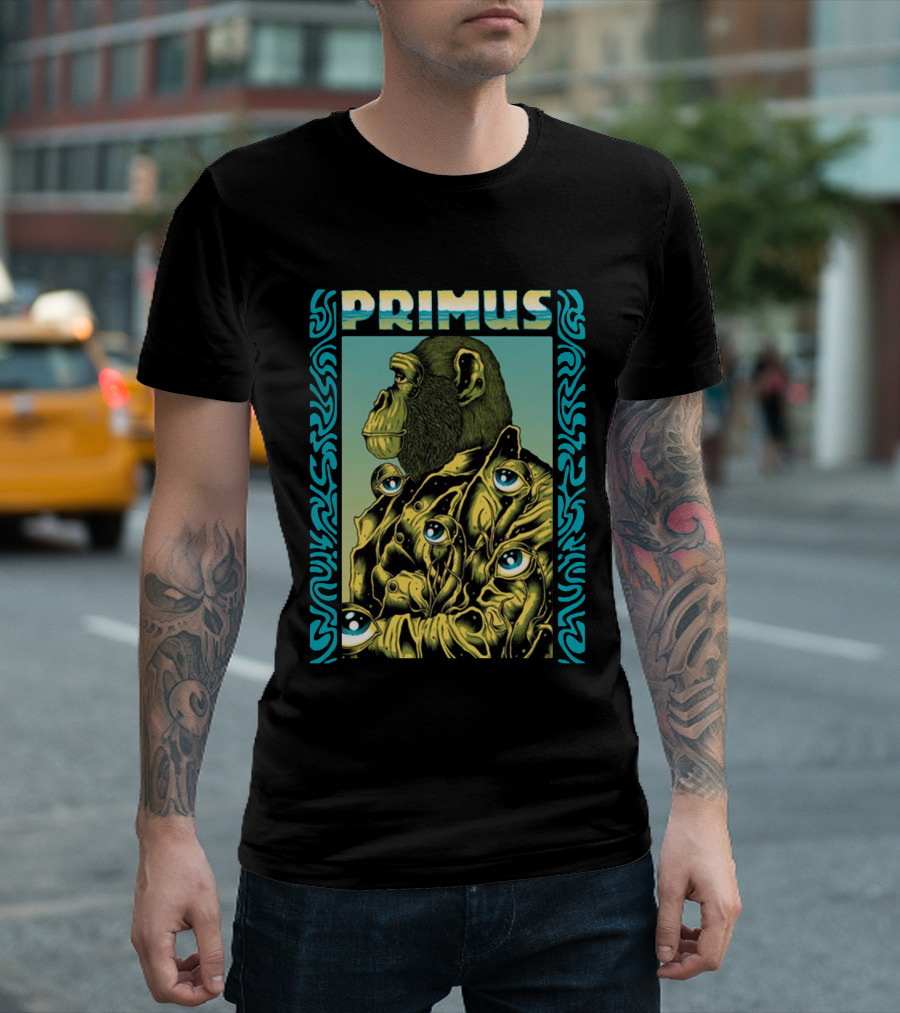 Primus Surreal Ape With Hypnotic Eyes In Psychedelic Art Style T-Shirt