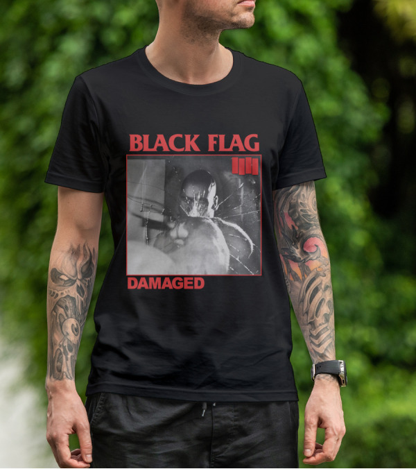 Black Flag Damaged Three Bars T-Shirt